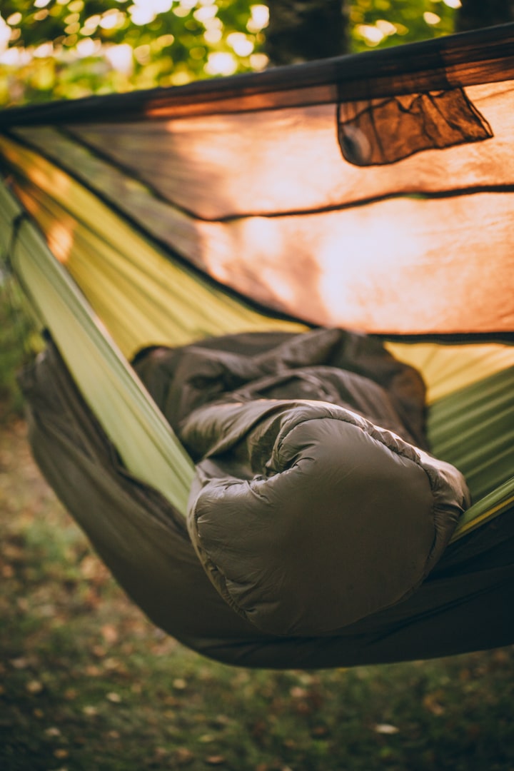 footbox of a hammock quilt, laying in a hammock