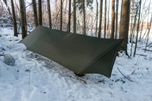 winter camping hammock tarp with doors spreaded