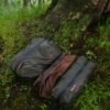 Olive green silpoly packing pod with waterproof zipper for organizing camping and hammock gear